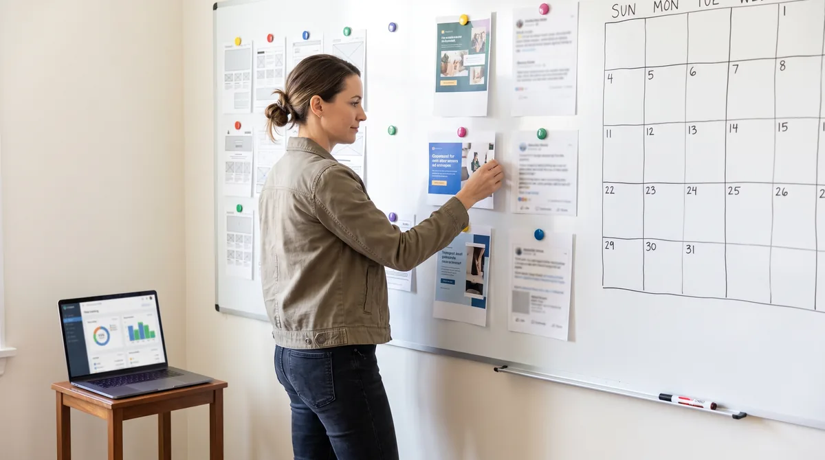 Creative operations lead planning a month of design requests against a fixed block of subscription hours